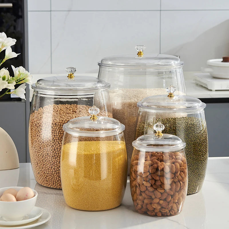 2026 Kitchen Canister Transparent Sealed Food Storage Jars Moisture-Proof Grain Tea Rice Storage for Dried Tangerine Peel