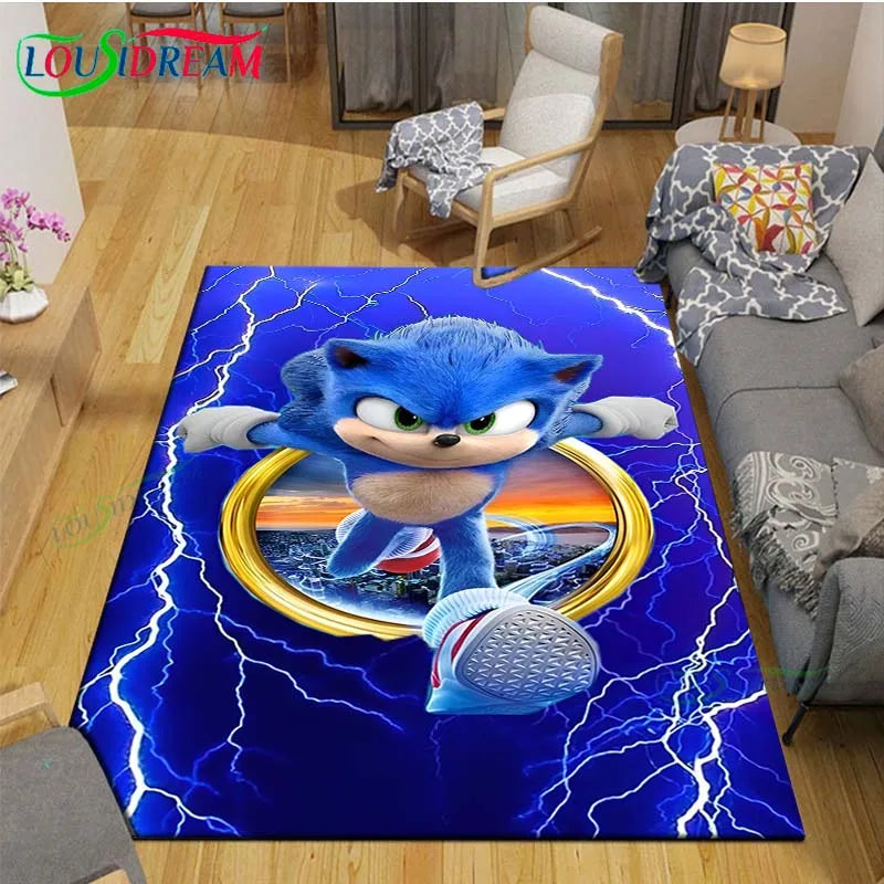 3D Cartoon Area Rug, Printed Polyester Crystal Velvet Carpet with Non-Slip Backing, Cute Kids Bedroom & Living Room Mat for Playroom, Nursery, Home & Decor