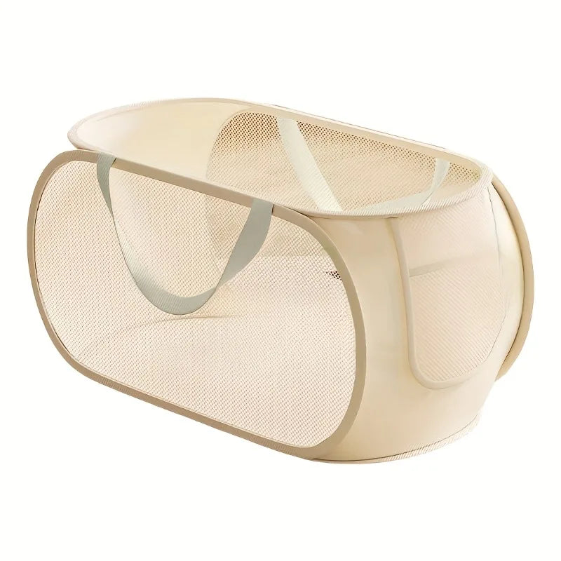 Large Capacity Toy Storage Basket Transparent Fabric Organizer with Divided Compartments Ideal for Living Bedroom Organization