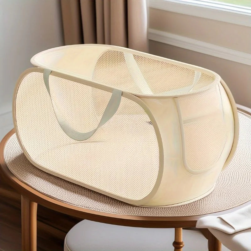 Large Capacity Toy Storage Basket Transparent Fabric Organizer with Divided Compartments Ideal for Living Bedroom Organization