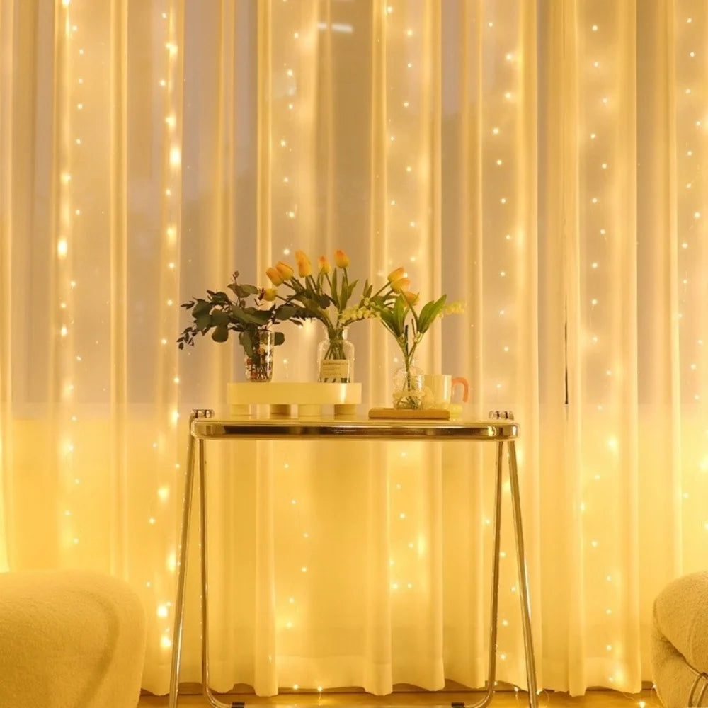 Christmas Curtain Lights 3M–6M, 8-Mode USB LED Fairy Lights with Remote Control, Silver Wire String Lights in Warm White, White & Multicolor for Wedding, Party & Home Decor