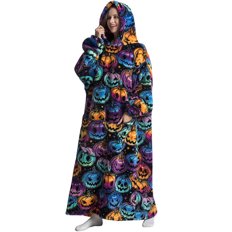 Women's Plush Blanket,Men's Warm And Thick Hooded Adult Cosplay Cute Cartoon Tv Blanket Bodysuit Extra Long Home Wear Pajamas