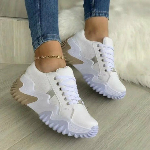 Women's Thick Sole Canvas Sneakers – Casual Summer Platform Shoes, Lightweight Lace-Up Everyday Footwear