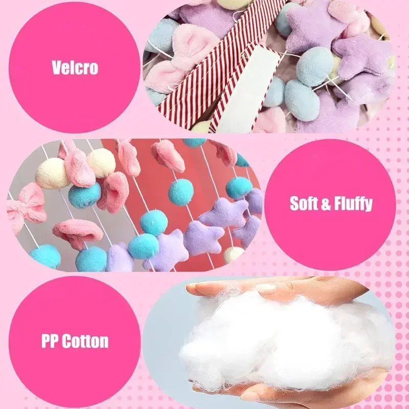 Pink Bow Short Curtain, Cute Kawaii Velvet Door & Window Curtain with Velcro Installation, Soft Decorative Thread Partition for Girls’ Bedroom, Dormitory & Bathroom