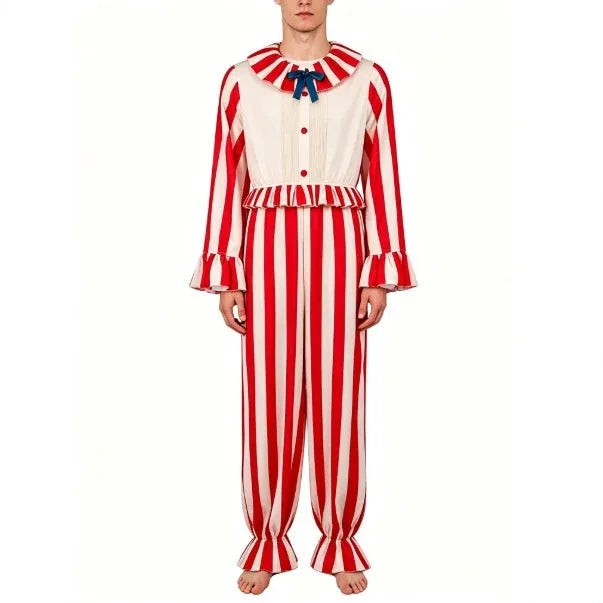Halloween Costume Horror Movie Cornfield Clown Cosplay Frendo  Red And White Striped Jumpsuit Scary Killer Clown Party Outfits