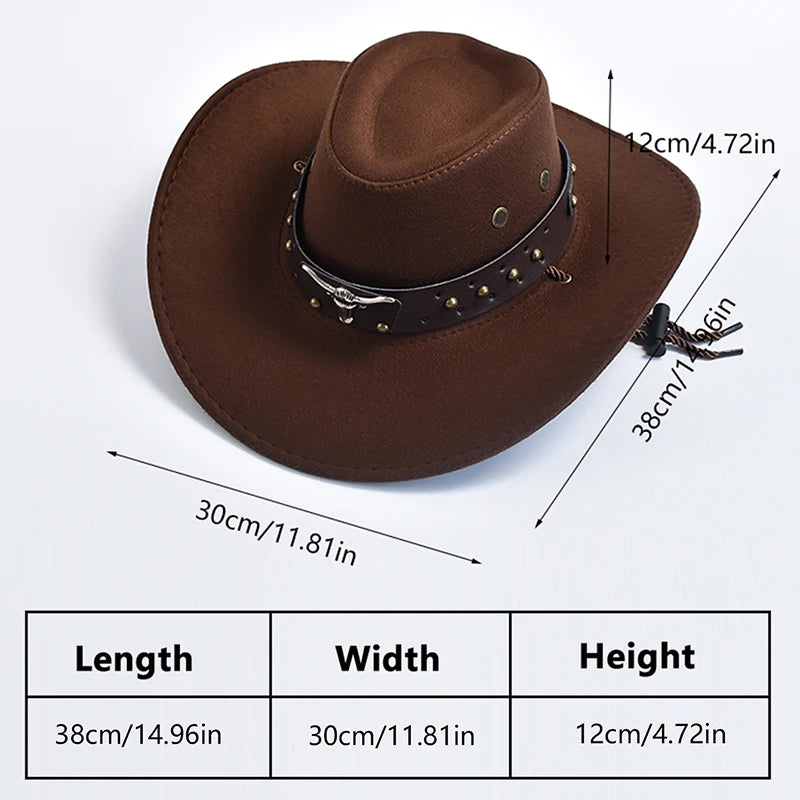 New Artificial Suede Western Cowboy Hats Vintage Big-edge Gentleman