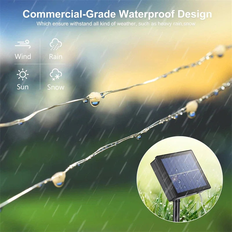 Solar String Fairy Lights 7M–32M, IP65 Waterproof LED Outdoor Garden Lights for Pathway, Patio, Wedding, Christmas, Yard & Street Decoration