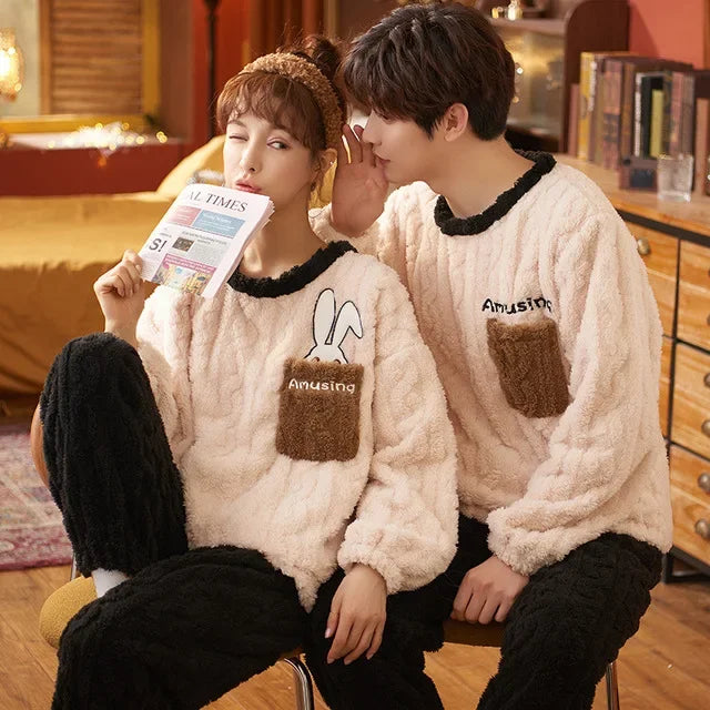 Couples Winter Pajama Set | Soft Kawaii  Cartoon Matching Sleepwear