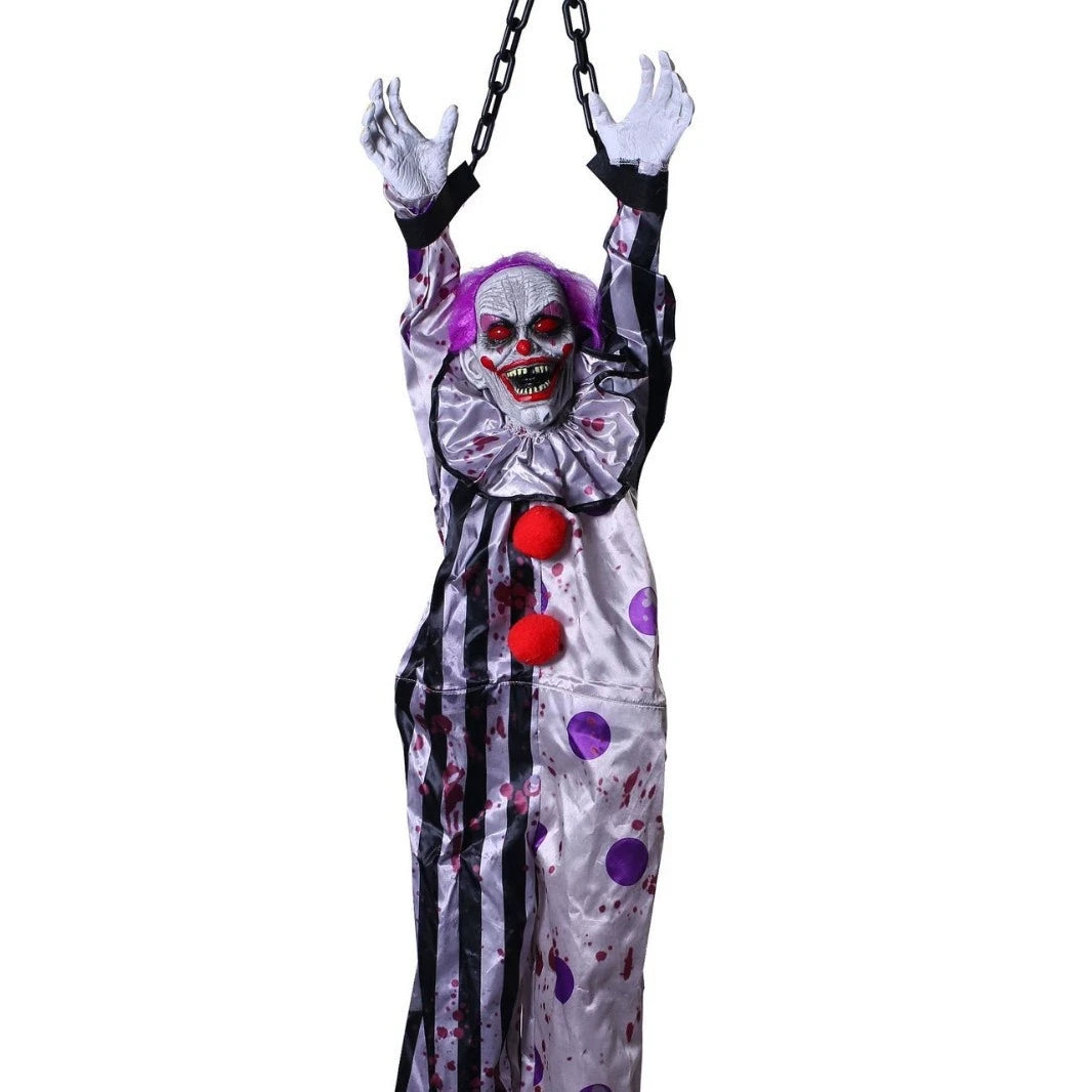 New Halloween Horror Home Decoration Hanging Clown Voice Control Electric Hanging Ghost Outdoor Garden Scary Haunted House Props