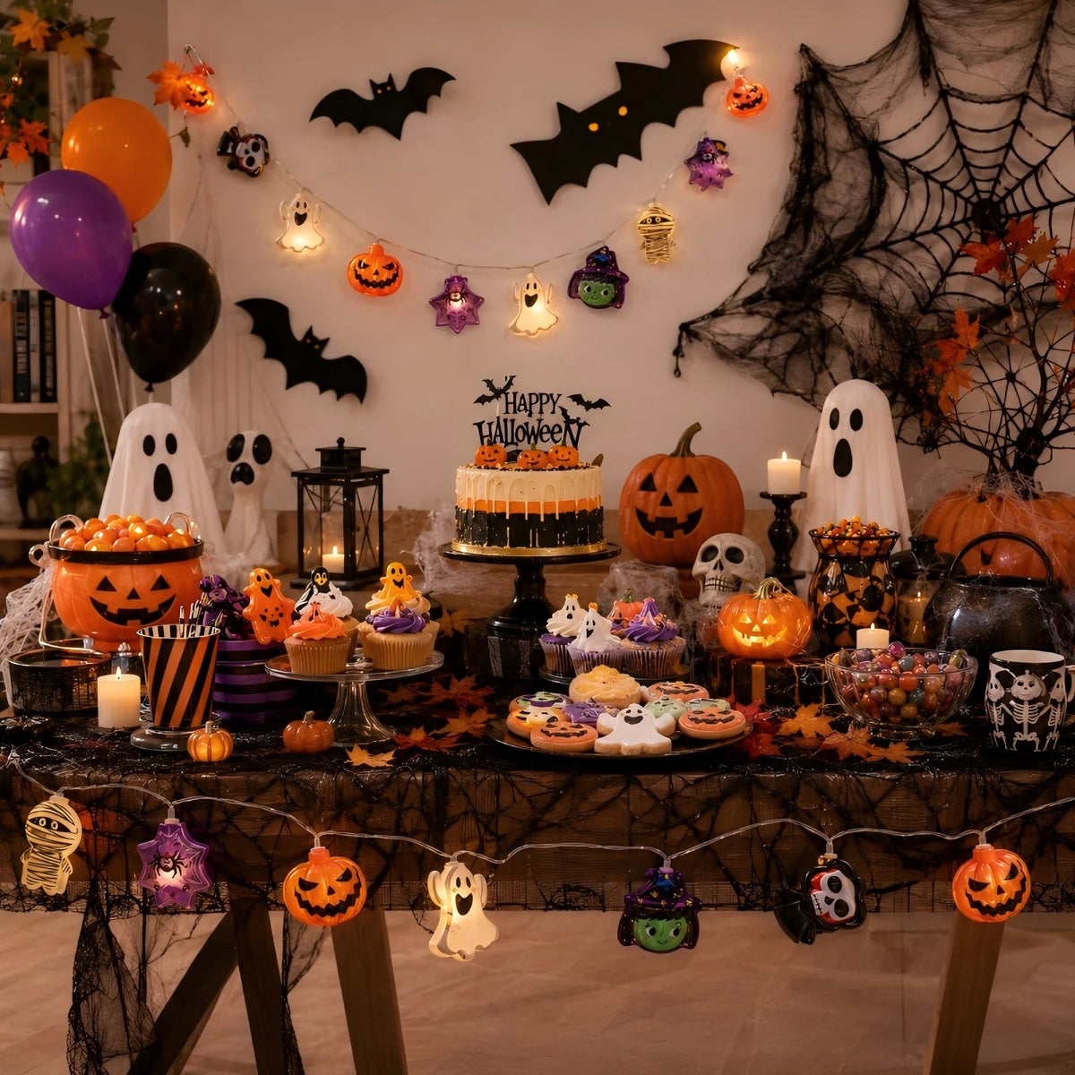 Halloween LED String Lights, Spooky Cartoon Fairy Lights for Kids’ Room, Wall & Indoor Decor, Battery-Powered Holiday Lights for Halloween Parties