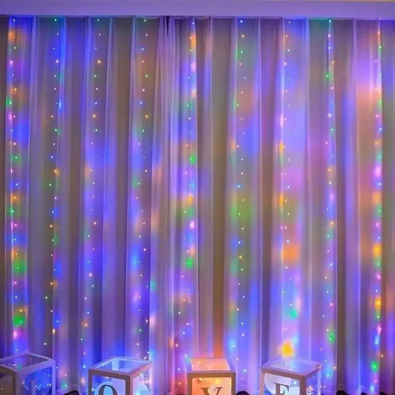 Christmas Curtain LED String Lights with Remote Control, 8 Modes USB Fairy Lights in Warm White, White & Multicolor, 1–3m Drop for Wedding, Bedroom, Party & Holiday Decor