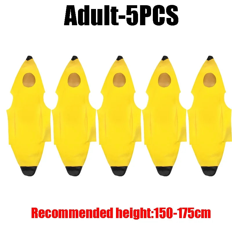 Banana Halloween Costume for Adults Kids Funny Fruit Stage Outfit Carnival Party Performance Wear Comedy Costume Set