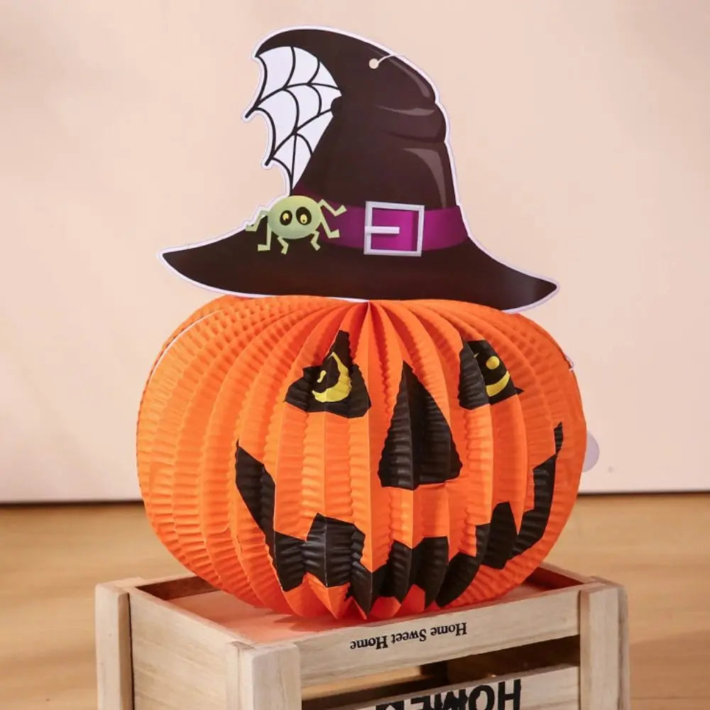 Creative Bat Halloween Party Prop Ghost Spider Halloween Paper Pendant Witch Hat Foldable Pumpkin Lantern Outdoor
