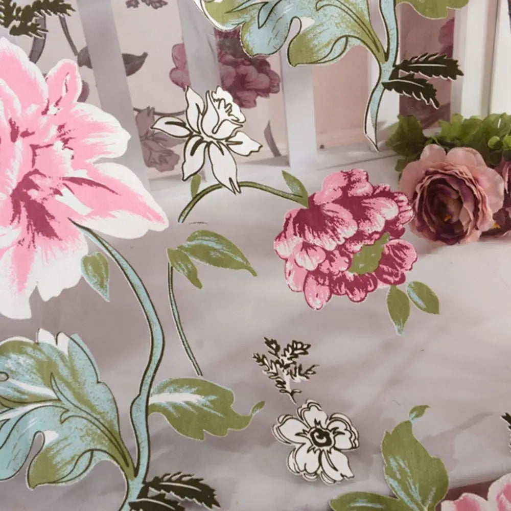 Floral Peony Sheer Tulle Curtains, 3D Embroidered Polyester Voile Window Curtain, Elegant Translucent Drapes for Living Room, Bedroom, Hotel & Home Decor