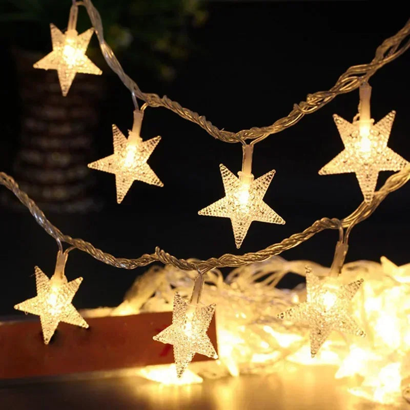 LED Star String Lights, Star Garland Fairy Lights Chain with 5V Bulbs for Party, Wedding, Garden, Halloween & Christmas Home Decor