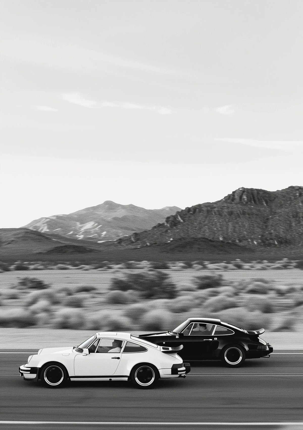 Black and White Luxury Car Racing Road Art Poster Canvas Painting Print Living Room Bedroom Entrance Bar Cafe Art Home Decor