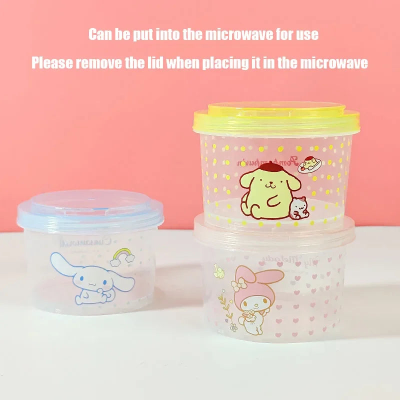 Cute Kitty Stackable Food Container 3 Piece Set Round Bento Box with Lid for Lunch Meal Prep Kitchen Storage Gift