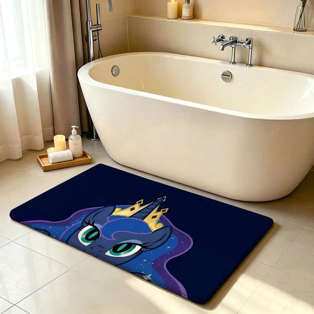 My Little Pony Kawaii Anime Rug, Cute Cartoon Polyester Floor Mat with Anti-Slip Backing, Soft Absorbent Carpet for Bathroom, Bedroom, Living Room & Entryway