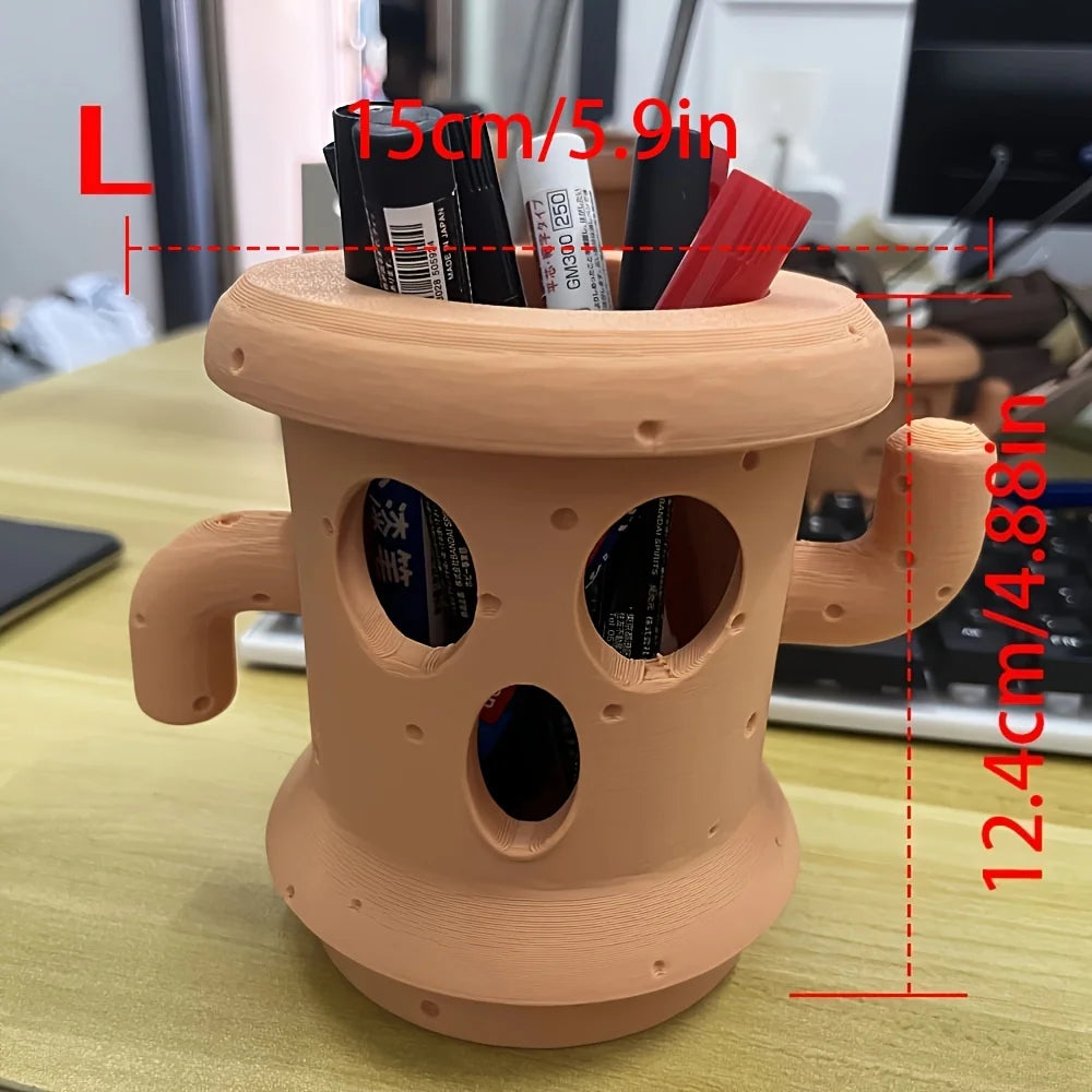 Cute Gyroid Succulent Planter, Adorable Desktop Plant Pot & Air Plant Holder, Small Decorative Desk Organizer and Pen Holder for Home, Office & Gift Decor