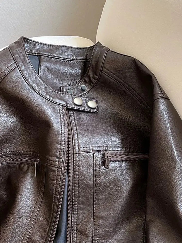 American Locomotive Clothing Short PU Leather Jacket Women's 2026