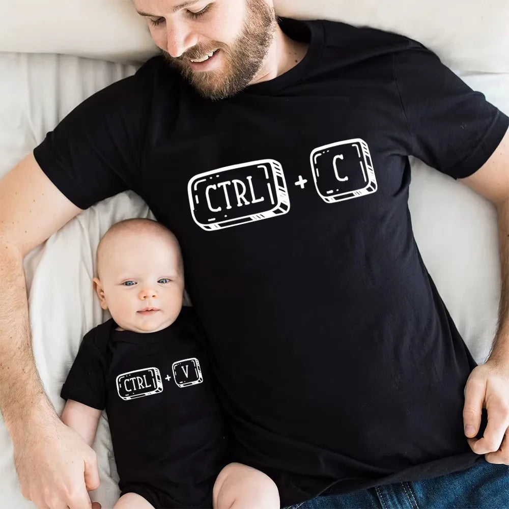 Ctrl C Ctrl V Family T-Shirt Father Mother and Son Daughter Tshirts Cute Copy Paste Matching Family Outfits Tops