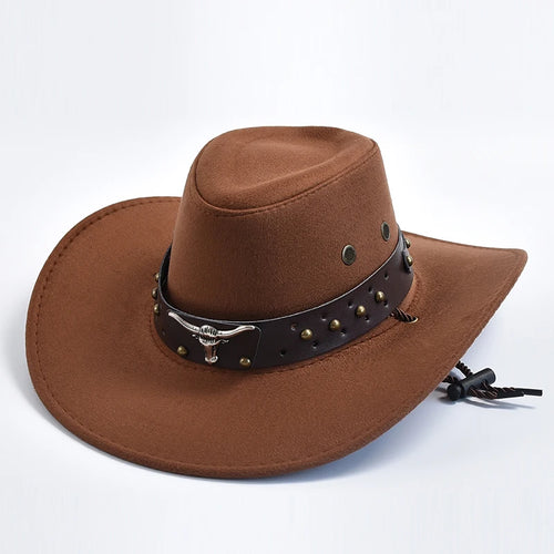New Artificial Suede Western Cowboy Hats Vintage Big-edge Gentleman
