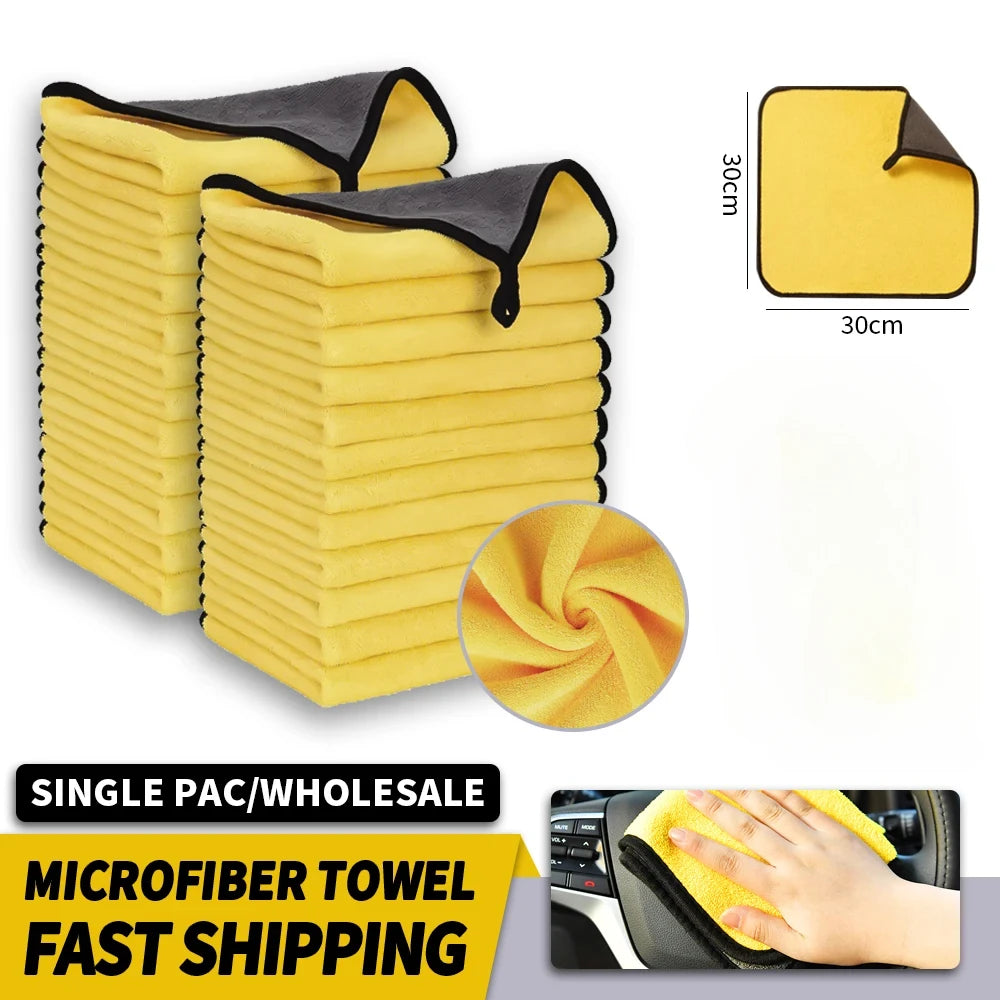 3/5/10Pcs Car Wash Microfiber Towel 30*30CM / 30*60cm Car Cleaning Drying Cloth  Care Cloth Car Wash Towel  Kitchen Towel