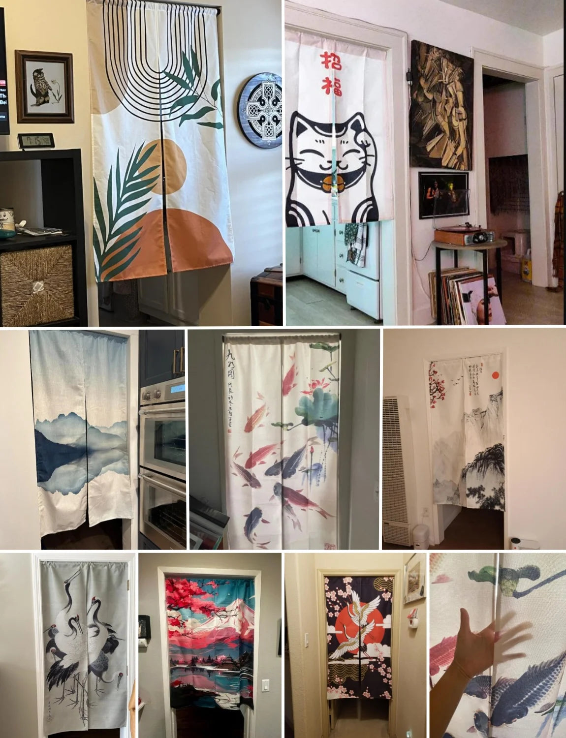 Cute Cat Japanese Noren Door Curtain, Black & White Cartoon Half Curtain for Bedroom, Kitchen & Doorway, 1-Panel Linen Room Divider for Home Decor