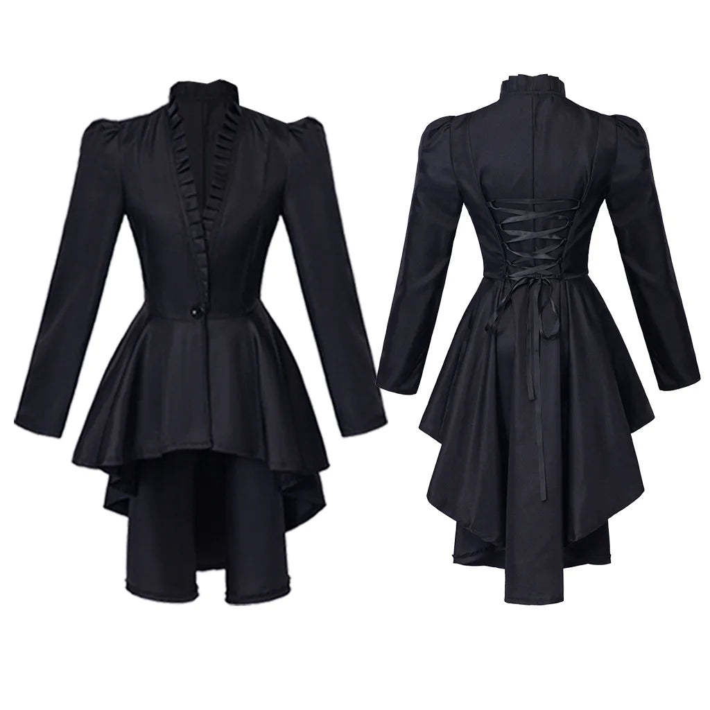 Halloween Costumes for Women Steampunk Victorian Jacket Coat Medieval Vintage Gothic Tailcoat Long Sleeve Tuxedo Shirt