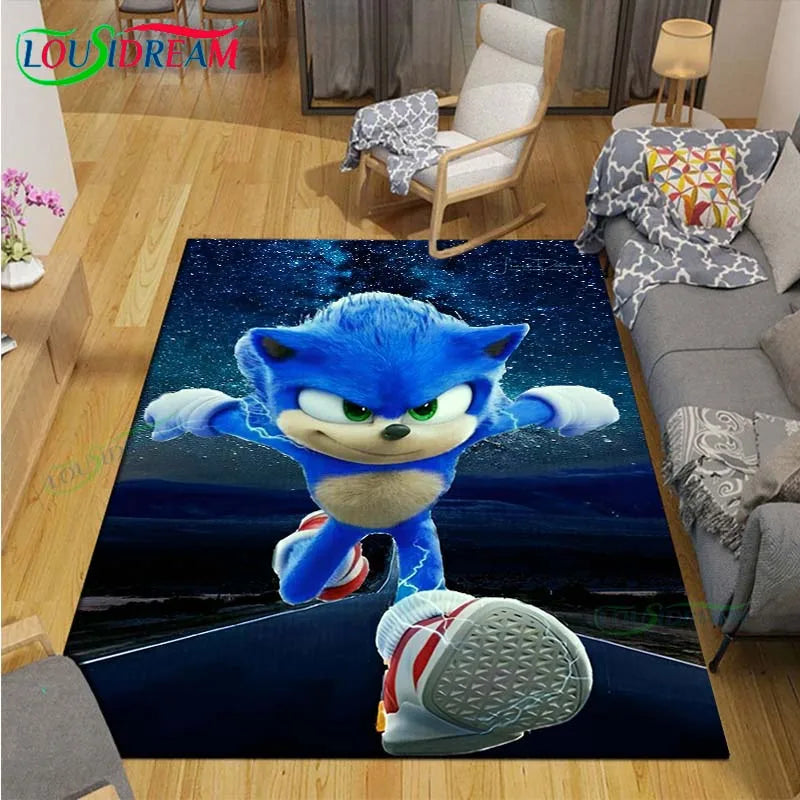 3D Cartoon Area Rug, Printed Polyester Crystal Velvet Carpet with Non-Slip Backing, Cute Kids Bedroom & Living Room Mat for Playroom, Nursery, Home & Decor