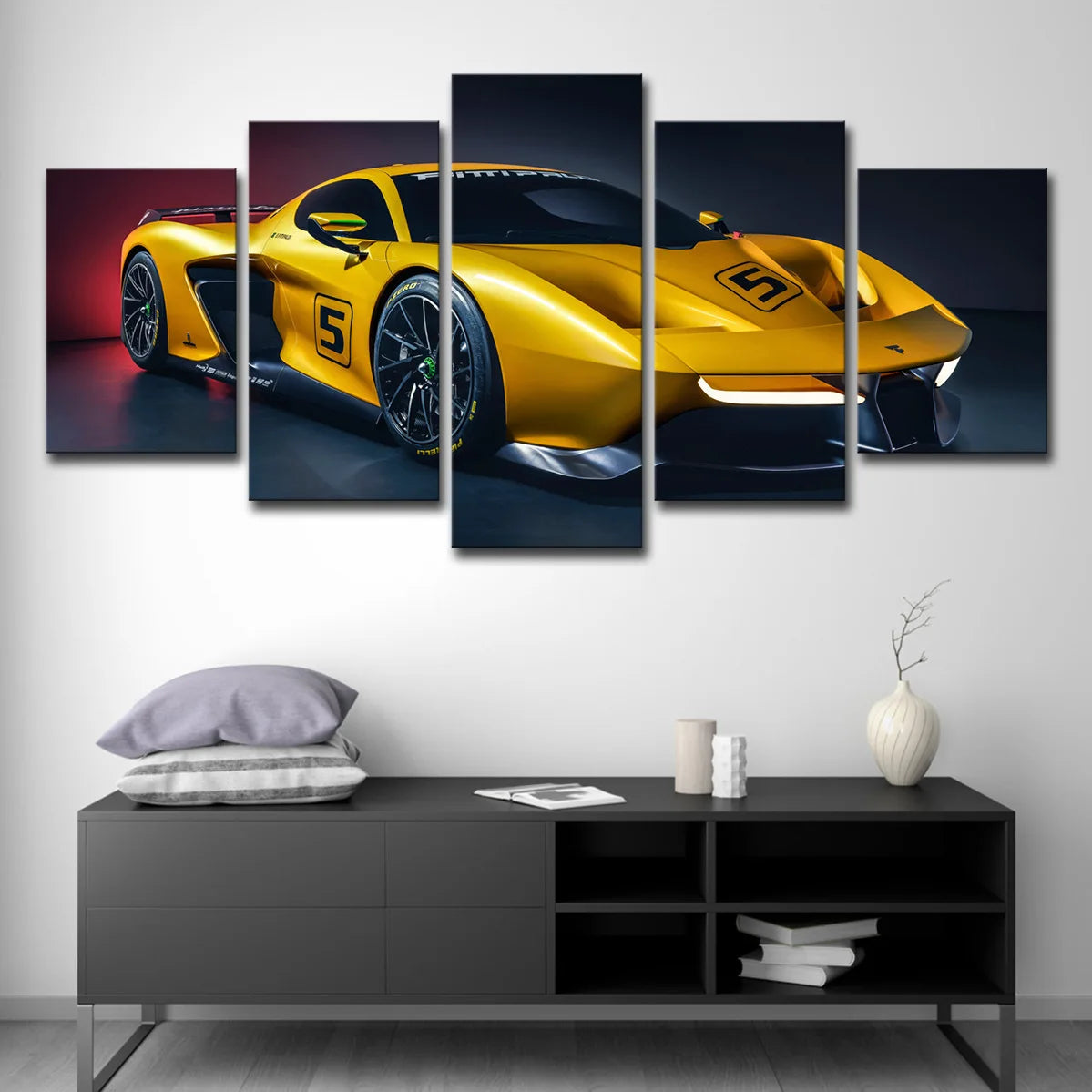 5 Panel Sports Car Wall Art Unframe Vehicle Canvas Painting HD Print for Living Room Home Decoration Racing Car Poster Wall Art