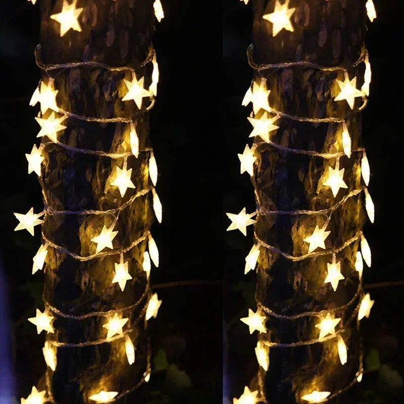 LED Star String Lights, Star Garland Fairy Lights Chain with 5V Bulbs for Party, Wedding, Garden, Halloween & Christmas Home Decor