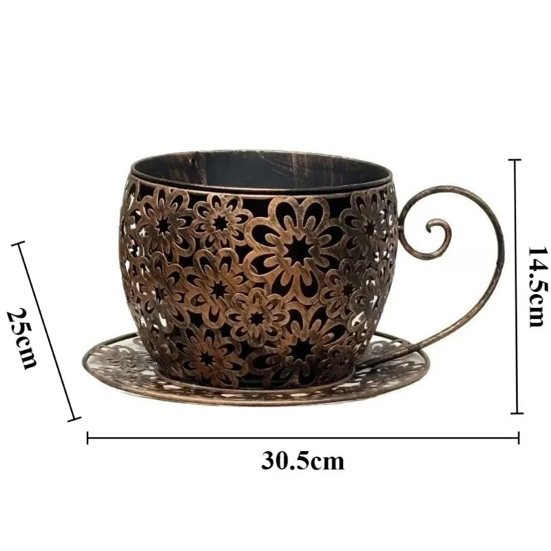 Wrought Iron Plant Stand 30×25×14.5cm, Metal Flower Pot Holder & Display Shelf, 1-Tier Decorative Plant Rack for Veranda, Balcony, Garden, Patio & Outdoor Decor