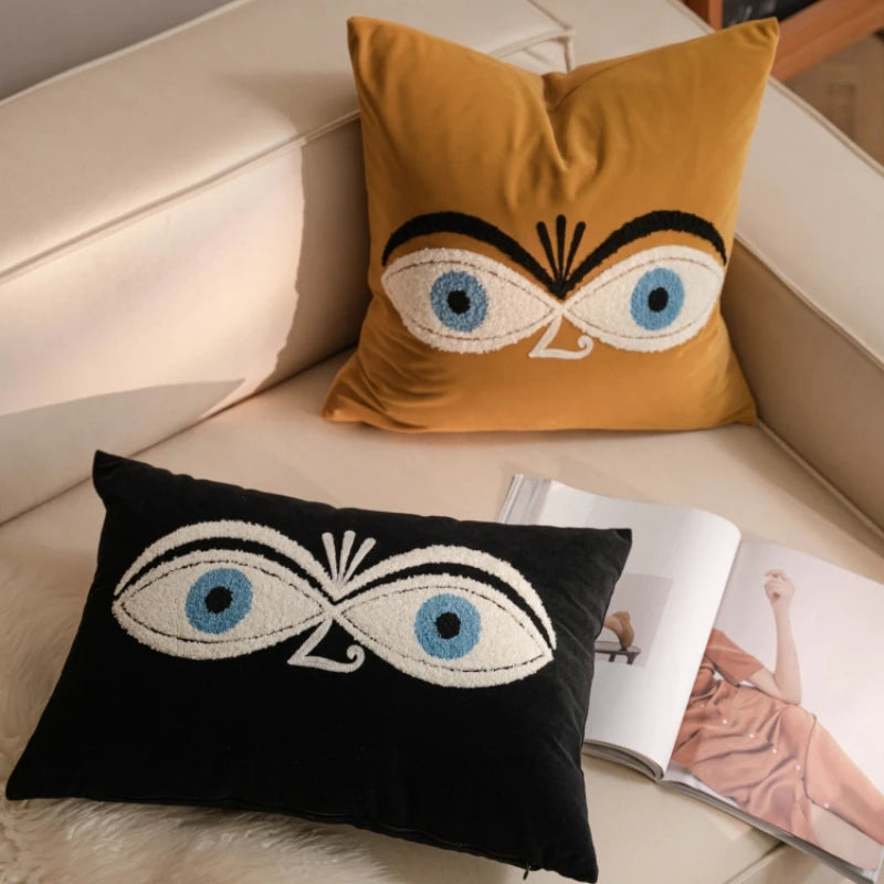 Cute Cat Plush Pillow Cover 45×45cm, Embroidered Cartoon Animal Cushion Case, Soft Decorative Sofa Pillowcase for Living Room, Bedroom, Chair, Bed & Home Decor
