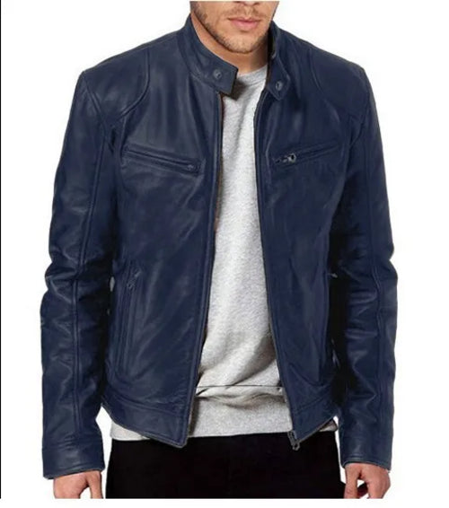 Men's Leather Jacket Bomber Motorcycle Biker Pu Leather Casual Loose