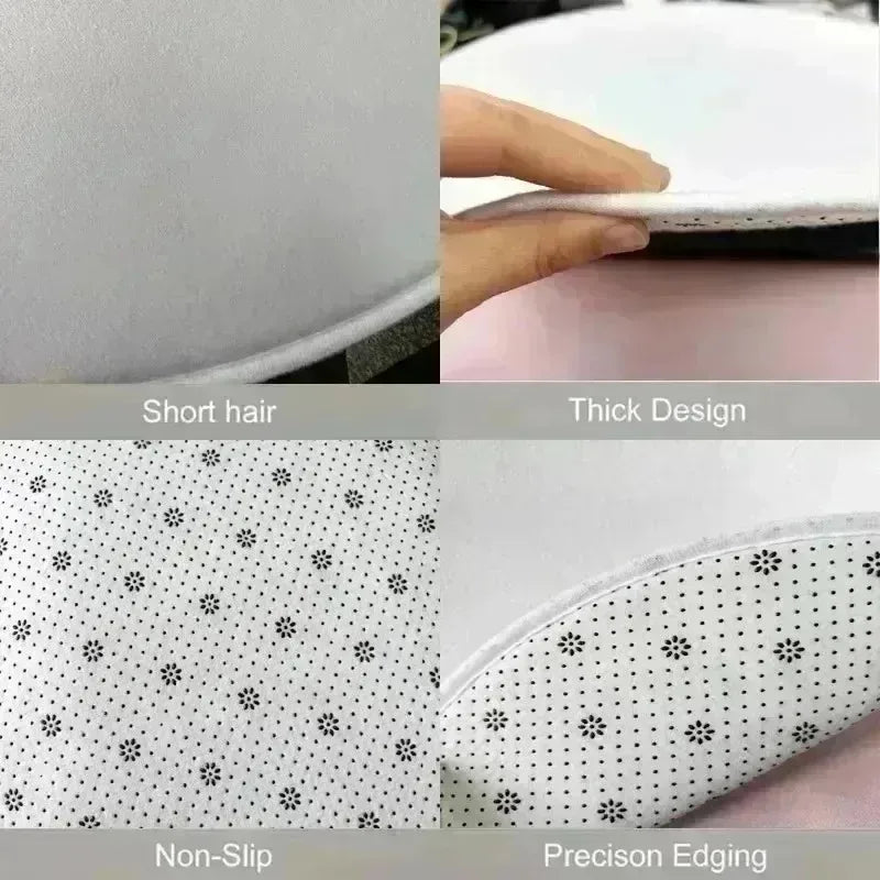 Round Pink Dot Cartoon Cat Rug, Cute Polyester Flannel Floor Mat with Non-Slip PP Backing, Modern Decorative Carpet for Living Room, Bedroom & Home Decor