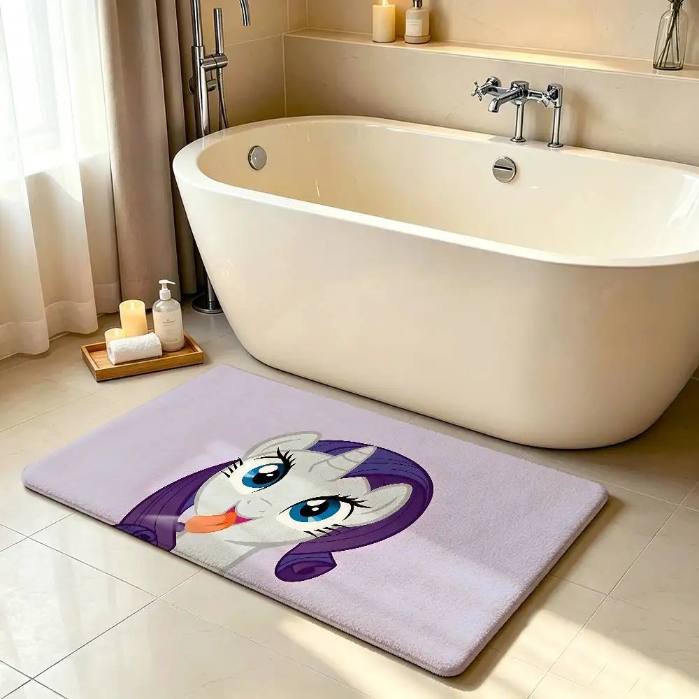 My Little Pony Kawaii Anime Rug, Cute Cartoon Polyester Floor Mat with Anti-Slip Backing, Soft Absorbent Carpet for Bathroom, Bedroom, Living Room & Entryway