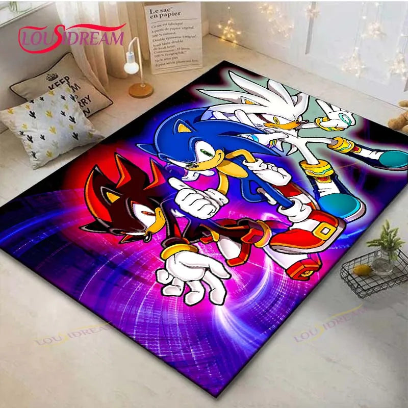 3D Cartoon Area Rug, Printed Polyester Crystal Velvet Carpet with Non-Slip Backing, Cute Kids Bedroom & Living Room Mat for Playroom, Nursery, Home & Decor