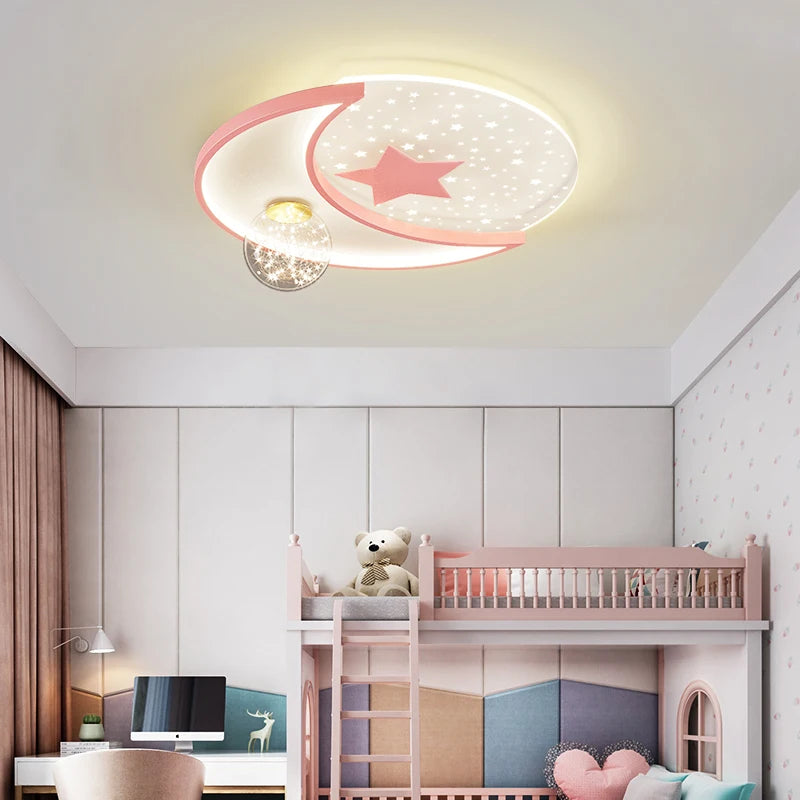 Cute Kids LED Ceiling Light, Modern Star Design Ceiling Lamp with 3-Color Lighting for Girls’ Bedroom, Nursery, Study & Children’s Room Decor