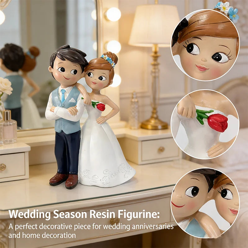 Romantic Wedding Couple Figurine – Resin Bride & Groom Cake Topper, Wedding Decor & Bridal Shower Gift