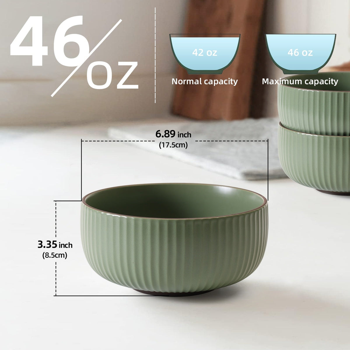 Ceramic Bowls For Kitchen, 46oz Bowl Set Of 4 For Cereal, Salad, Pasta