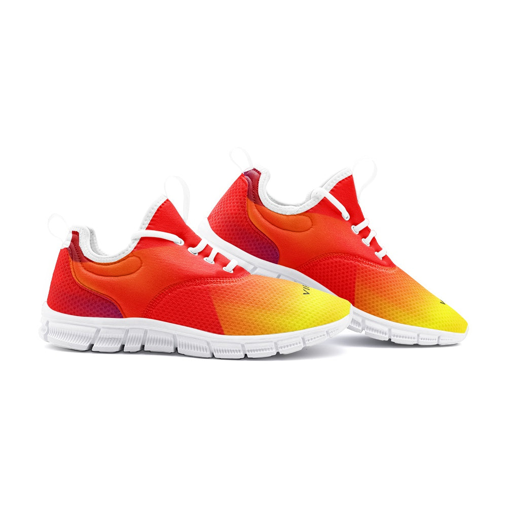 VIPER SHOES STYLE 54TF Abstract Red & Yellow Unisex Sneakers – Lightweight Breathable Mesh Shoes with Arch Support & EVA Sole
