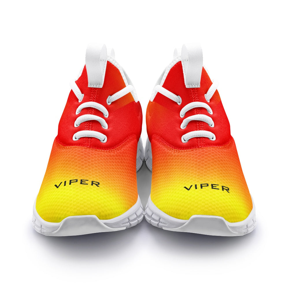 VIPER SHOES STYLE 54TF Abstract Red & Yellow Unisex Sneakers – Lightweight Breathable Mesh Shoes with Arch Support & EVA Sole