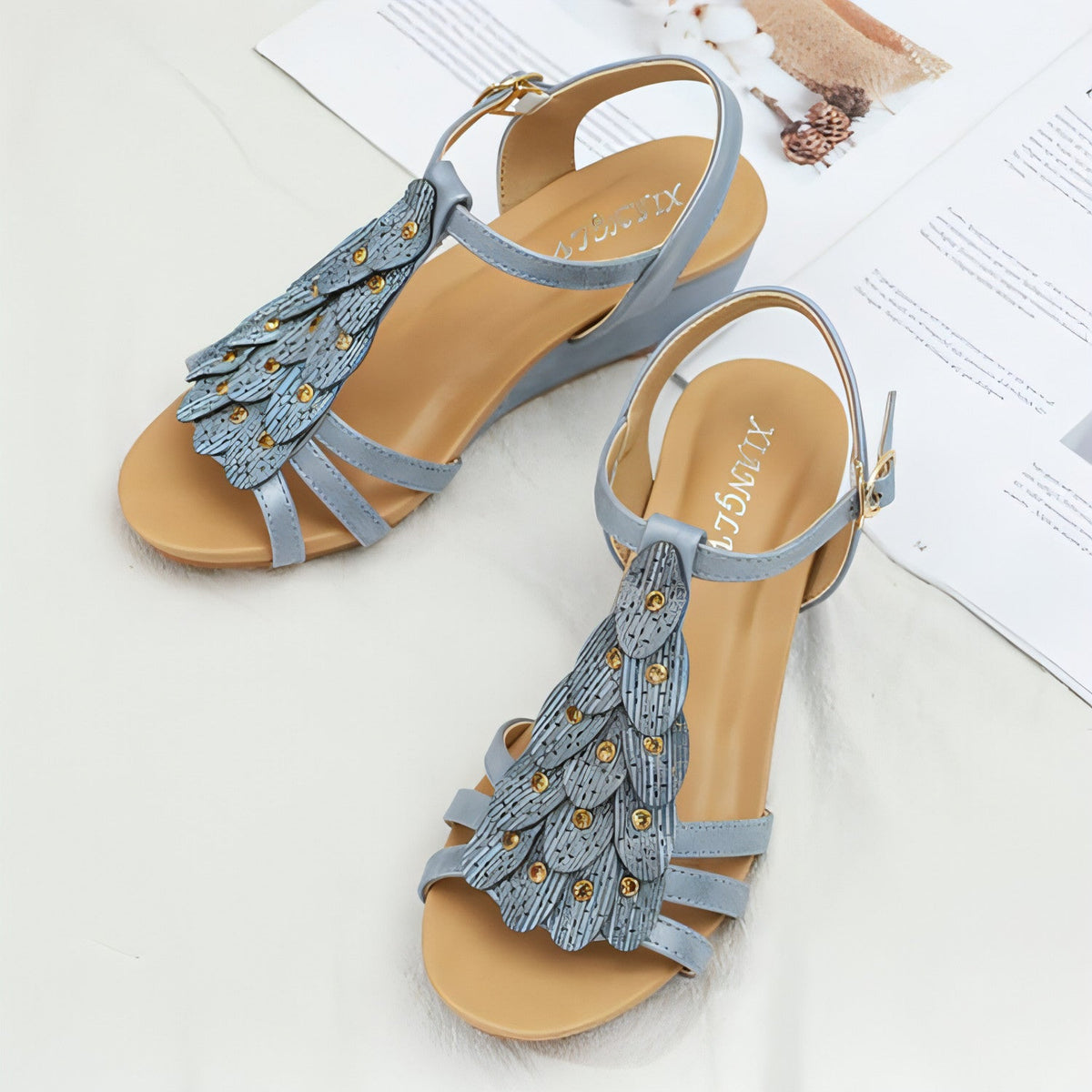 Women’s Boho Wedge Sandals – Bohemian Slip-On Summer Shoes for Beach, Party & Everyday Casual Wear