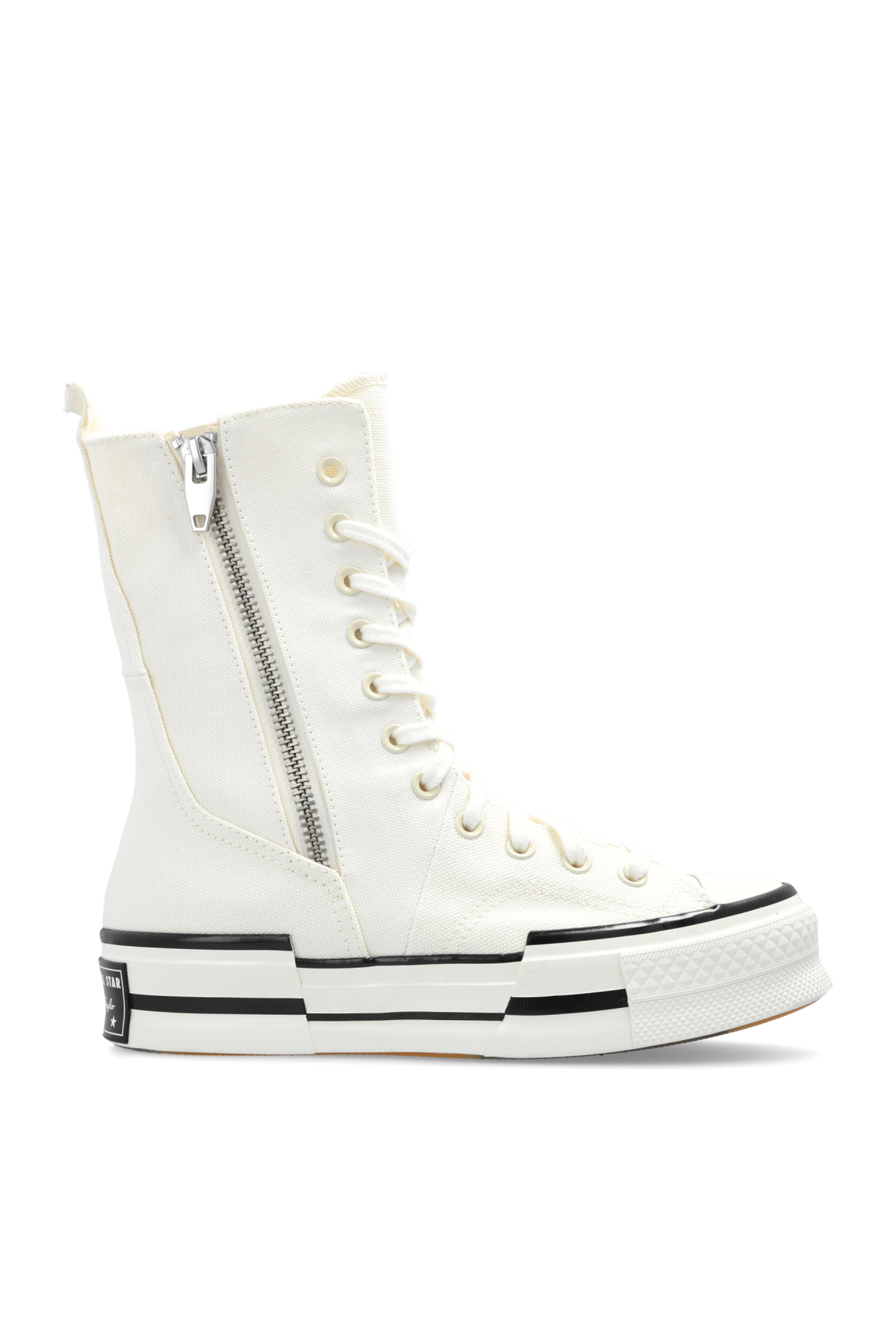 Converse A08261C Women’s High-Top Sneakers – Cream & White Casual Shoes with Side Zip, Lace-Up Front & 3.5cm Sole