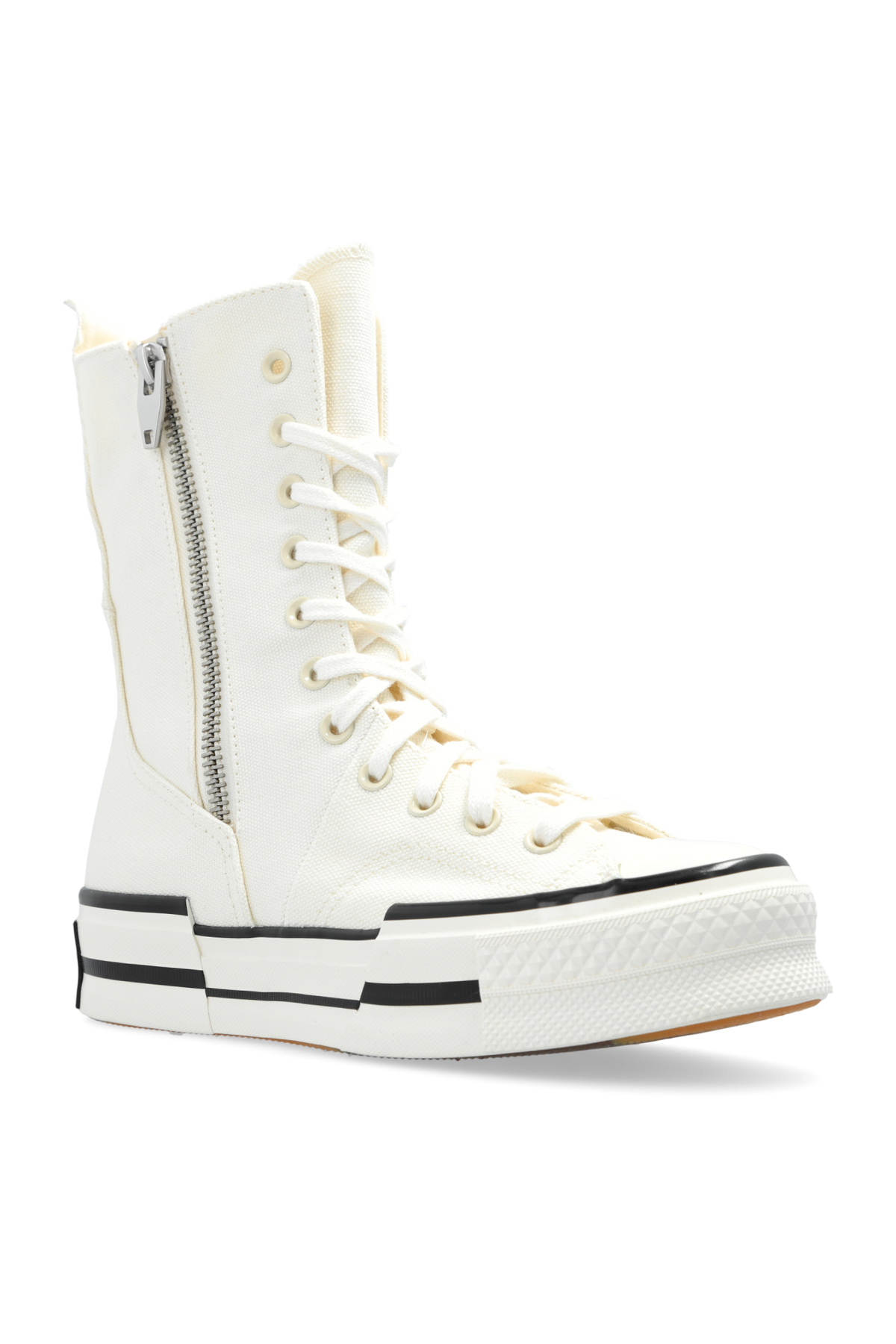 Converse A08261C Women’s High-Top Sneakers – Cream & White Casual Shoes with Side Zip, Lace-Up Front & 3.5cm Sole