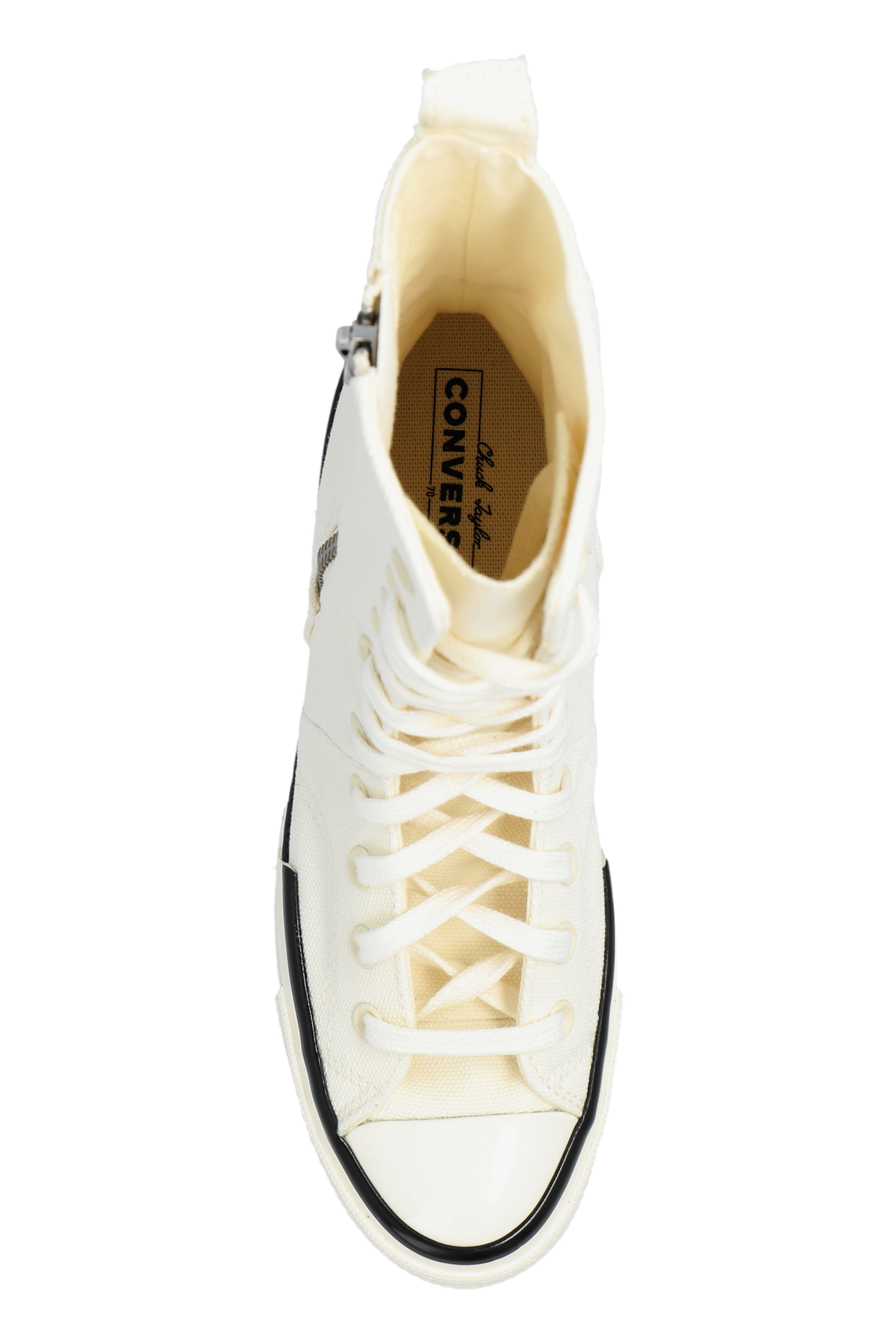Converse A08261C Women’s High-Top Sneakers – Cream & White Casual Shoes with Side Zip, Lace-Up Front & 3.5cm Sole