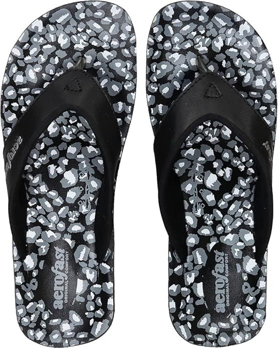 Abstract Design PU Casual Slippers for Women (Size-UK-6) (Color-BLACK)