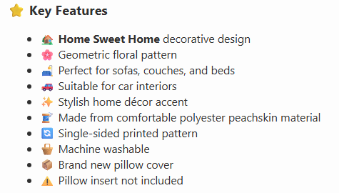 Home Sweet Home Decorative Pillow Cover, Geometric Floral Cushion Case for Sofa, Bedroom, Living Room, Office & Car Decor